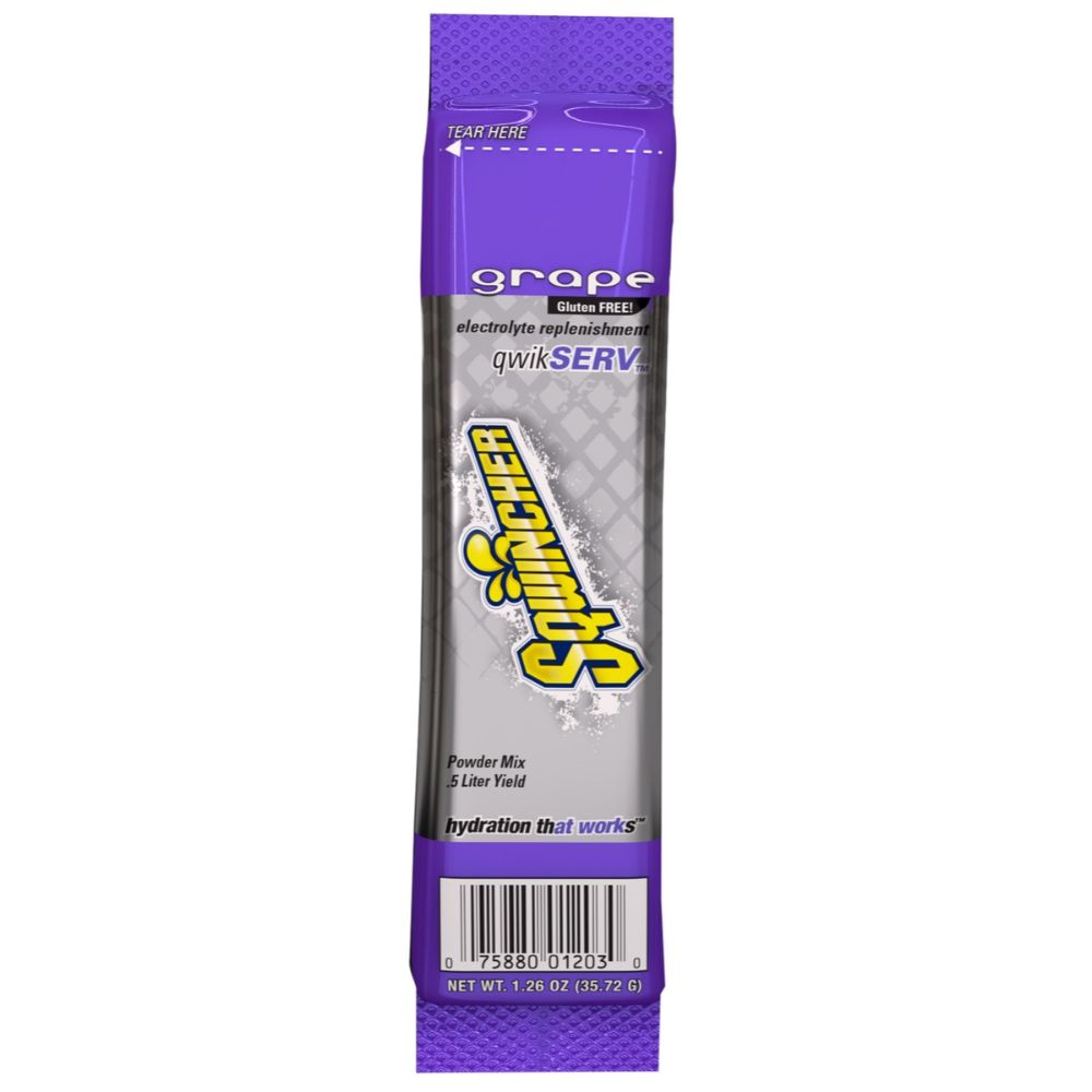 Sqwincher 1.26 Ounce Grape Flavor Qwik Serv Powder Concentrate Package Electrolyte Drink