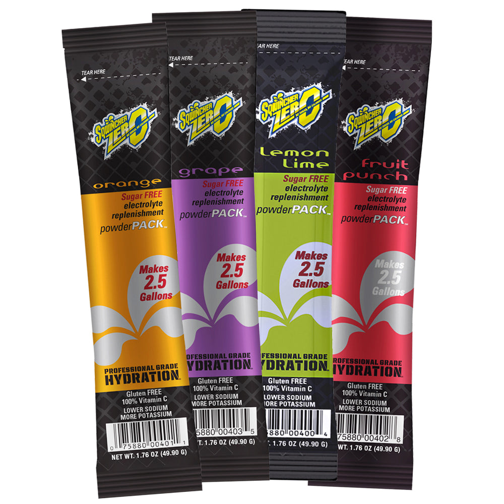 Sqwincher 1.76 Ounce Assorted Flavor Powder Pack ZERO Powder Concentrate Package Electrolyte Drink (1 Case Electrolyte Drink Flavors Powder - Pack)-eSafety Supplies, Inc