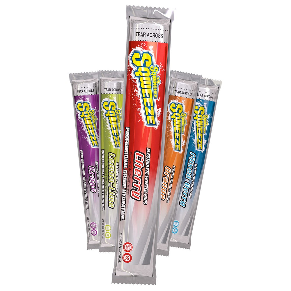Sqwincher 3 Ounce Assorted Flavor Sqweeze Pops Electrolyte Freezer Pop