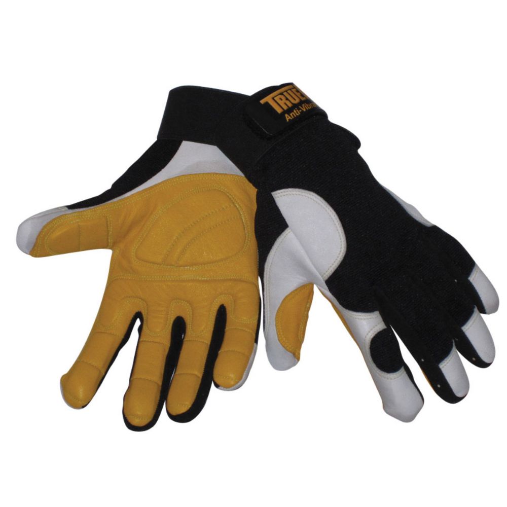 Tillman Black, Pearl And Gold TrueFit Goatskin And Spandex Leather Full Finger Anti-Vibration Gloves-eSafety Supplies, Inc