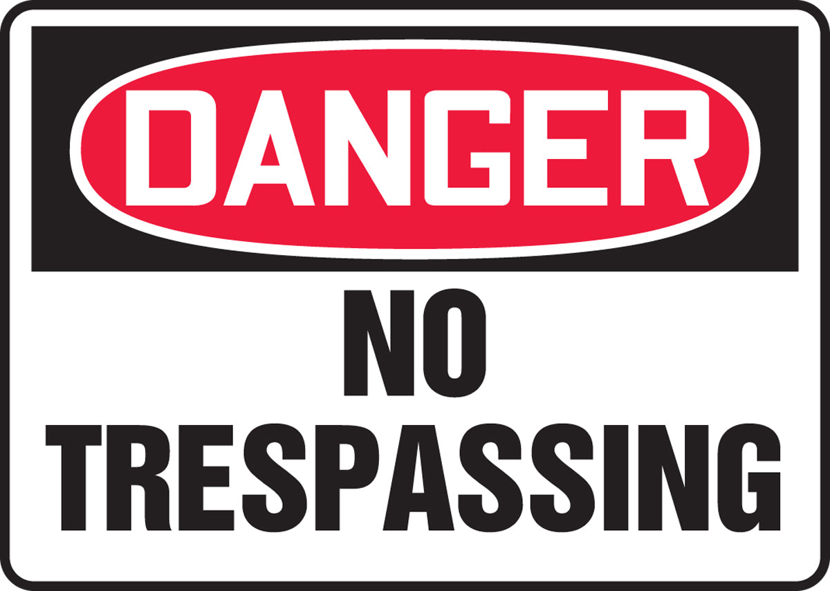 Accuform® 10" X 14" Red, Black And White Plastic Safety Signs "DANGER NO TRESPASSING"-eSafety Supplies, Inc