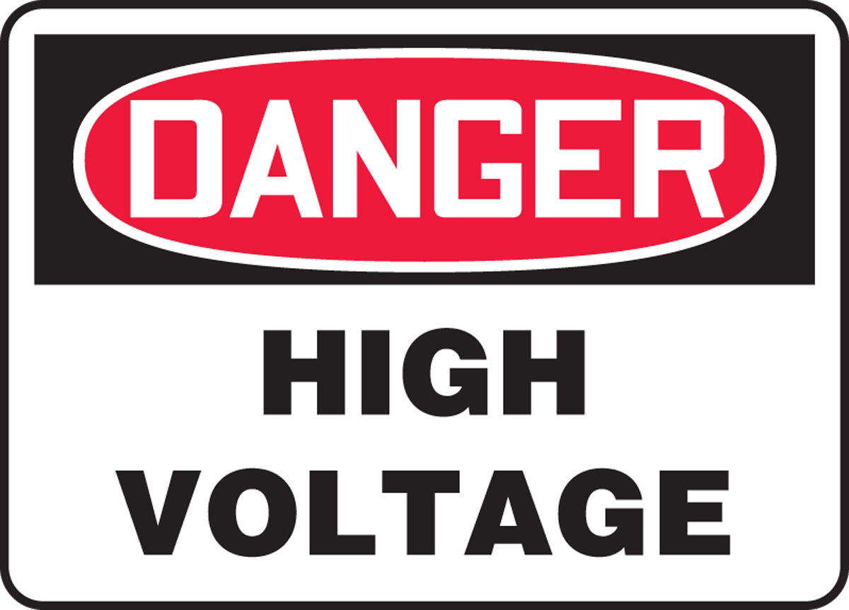 Accuform® 10" X 14" Red, Black And White Plastic Safety Signs "DANGER HIGH VOLTAGE"-eSafety Supplies, Inc