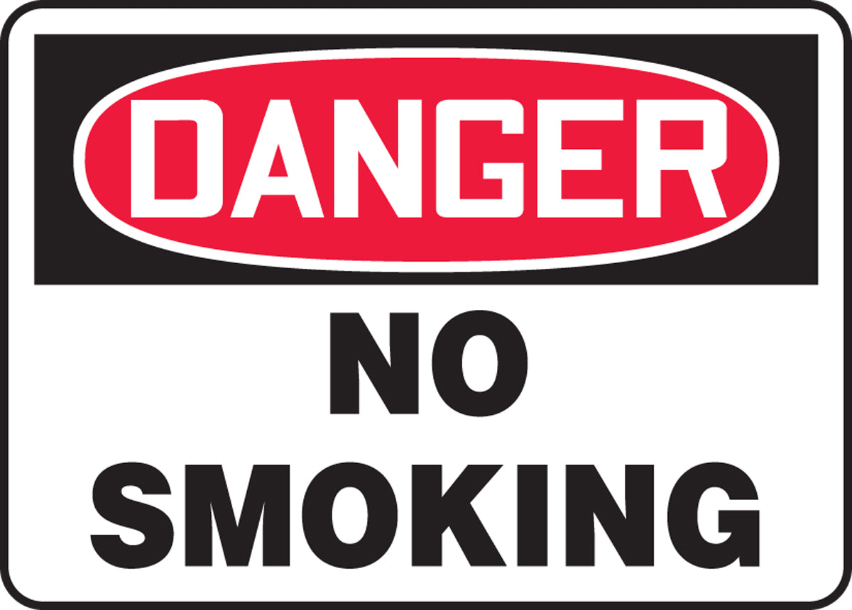 Accuform® 10" X 14" Red, Black And White Adhesive Vinyl Safety Signs "DANGER NO SMOKING"-eSafety Supplies, Inc