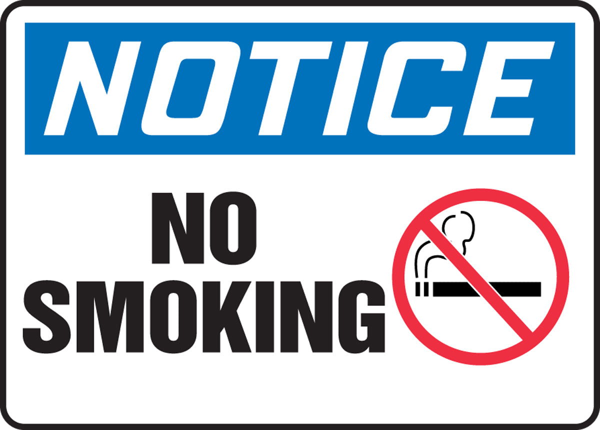 Accuform® 10" X 14" Red, Blue, Black And White Dura-Fiberglass Safety Signs "NOTICE NO SMOKING"-eSafety Supplies, Inc