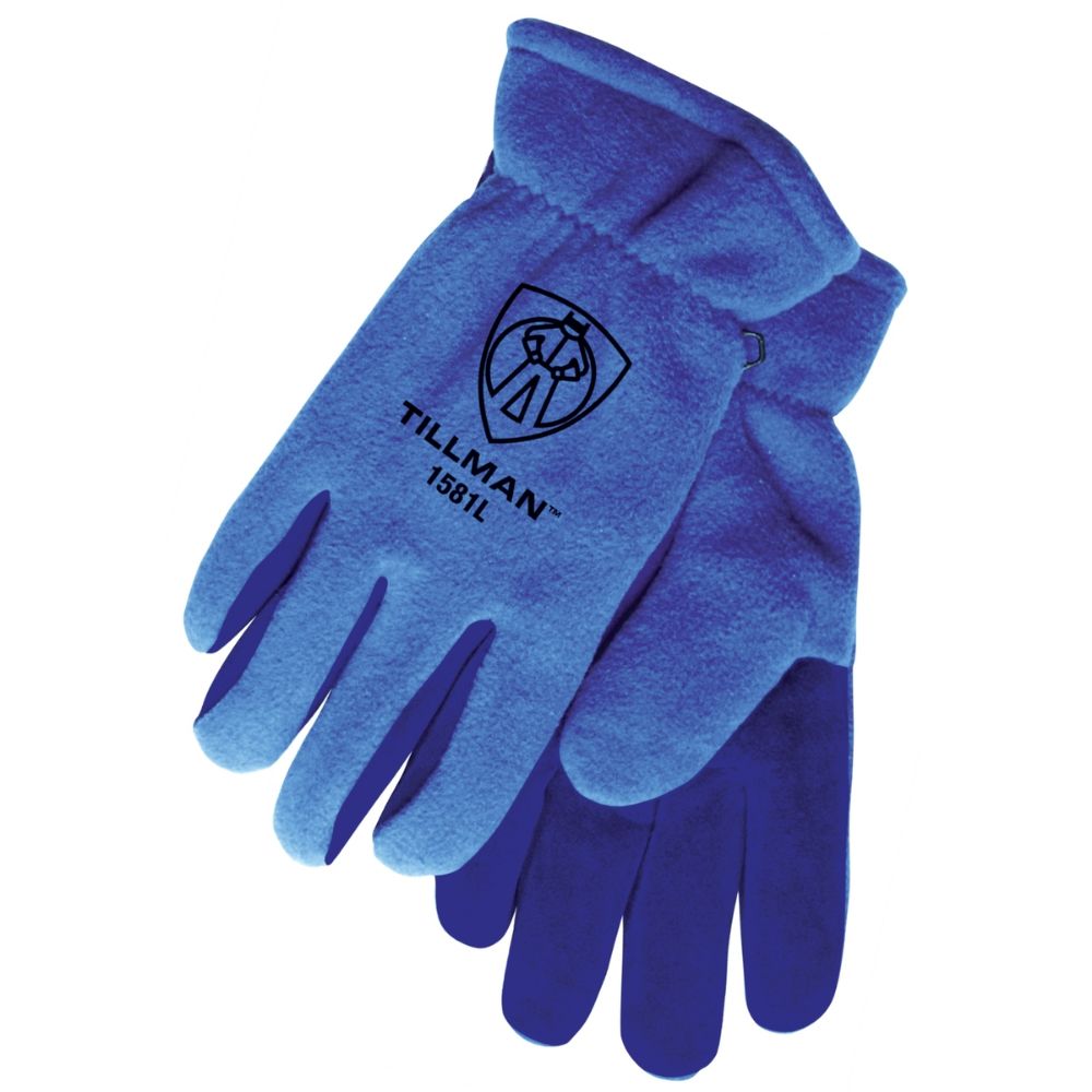 Tillman Blue Polar Fleece And Leather ColdBlock/Cotton/Polyester Lined Cold Weather Gloves-eSafety Supplies, Inc