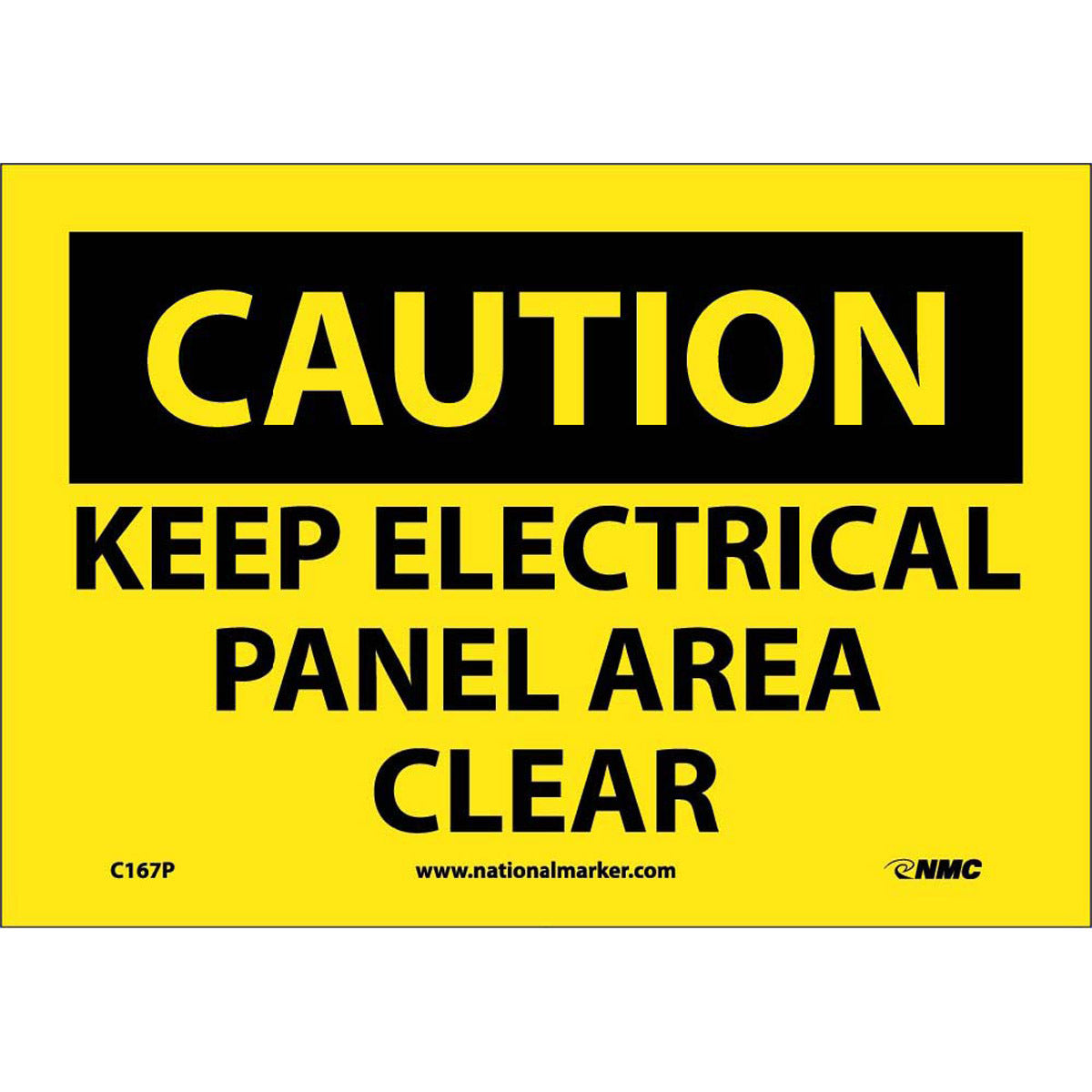 NM 10" X 7" Yellow .0045" Pressure Sensitive Vinyl Electrical Sign "CAUTION KEEP ELECTRICAL PANEL AREA CLEAR"-eSafety Supplies, Inc