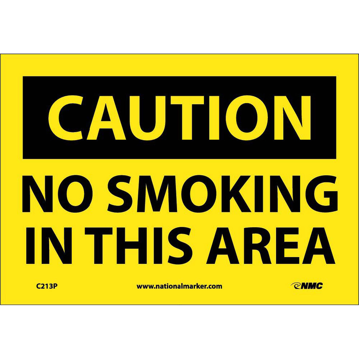 NM 7" X 10" Yellow .0045" Pressure Sensitive Vinyl Smoking Control Sign "CAUTION NO SMOKING IN THIS AREA"-eSafety Supplies, Inc