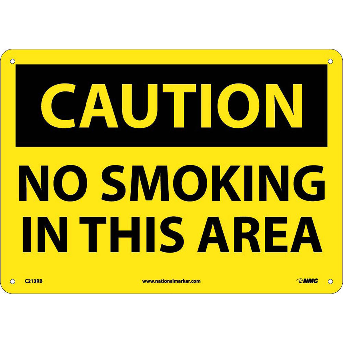 NM 10" X 14" Yellow .05" Rigid Plastic Smoking Control Sign "CAUTION NO SMOKING IN THIS AREA"-eSafety Supplies, Inc