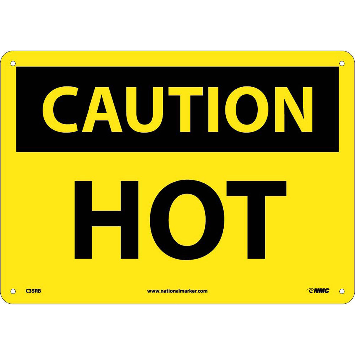 NM 10" X 14" Yellow .05" Rigid Plastic Machine And Operational Sign "CAUTION HOT"-eSafety Supplies, Inc