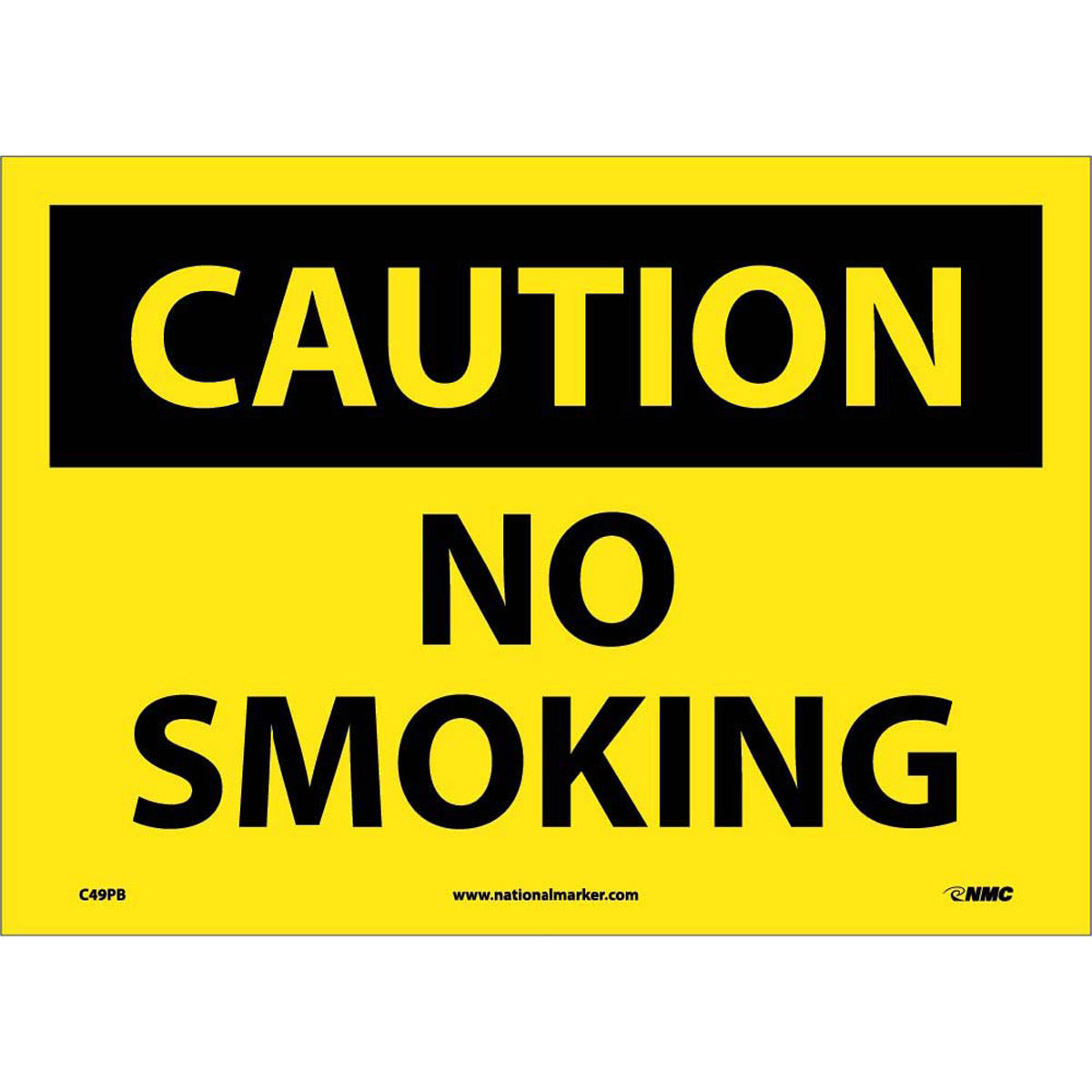 NM 10" X 14" Yellow .0045" Pressure Sensitive Vinyl Smoking Control Sign "CAUTION NO SMOKING"-eSafety Supplies, Inc