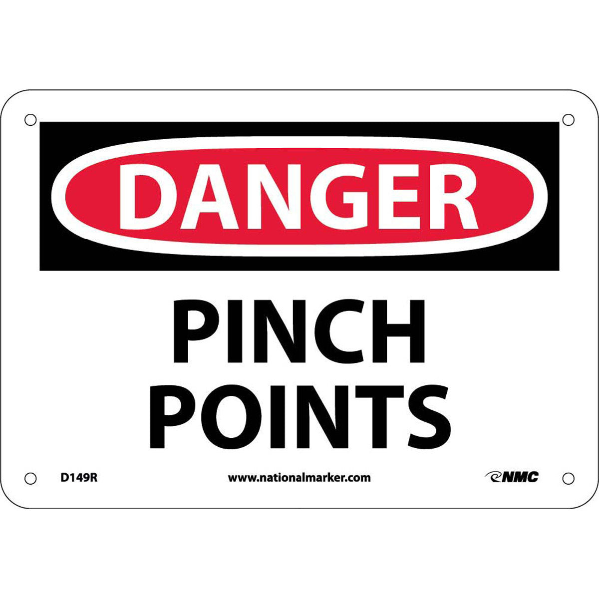 NM 7" X 10" White .05" Rigid Plastic Machine And Operational Sign "DANGER PINCH POINTS"-eSafety Supplies, Inc
