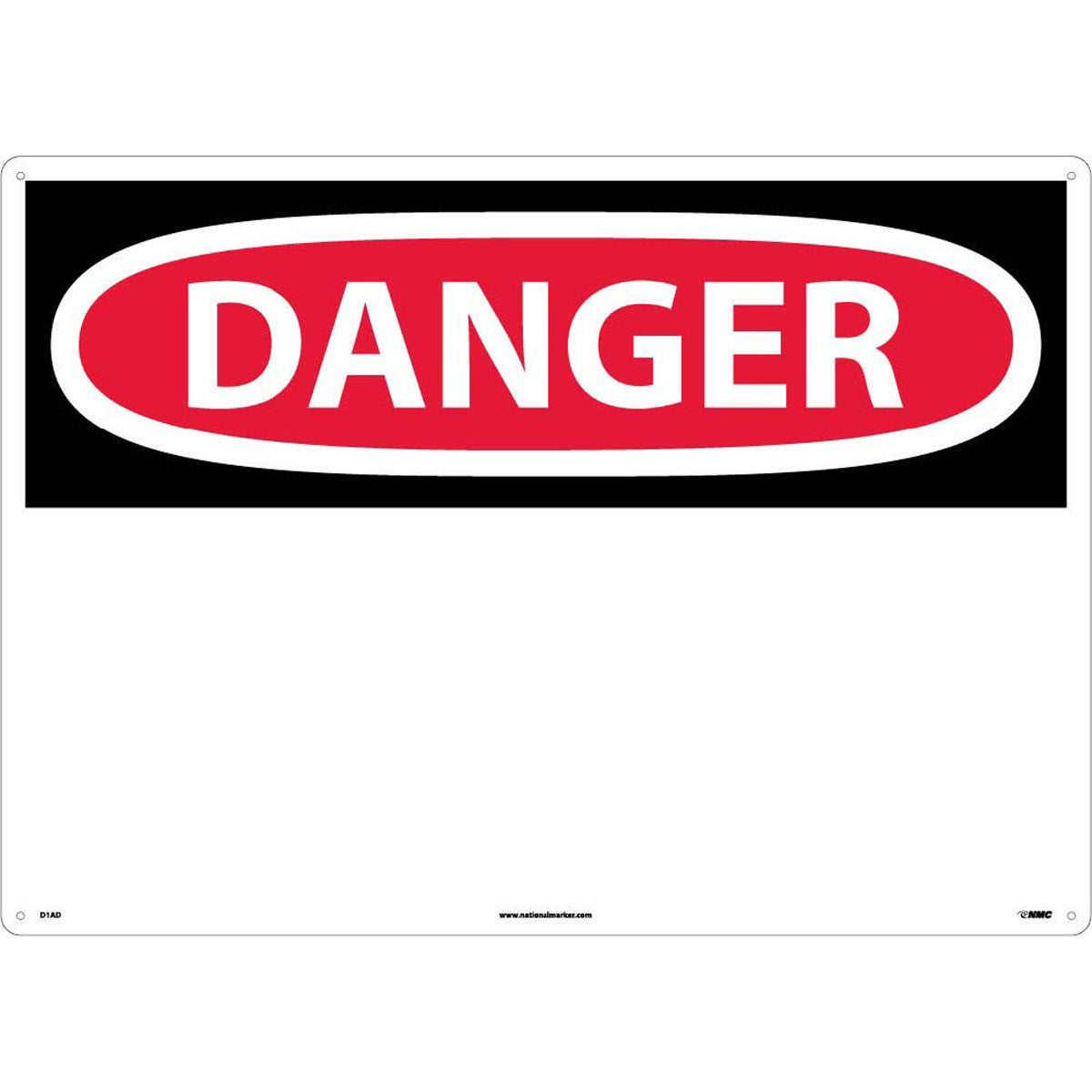 NM 20" X 28" White .04" Aluminum Large Format Blank Sign "DANGER (Header Only)"-eSafety Supplies, Inc
