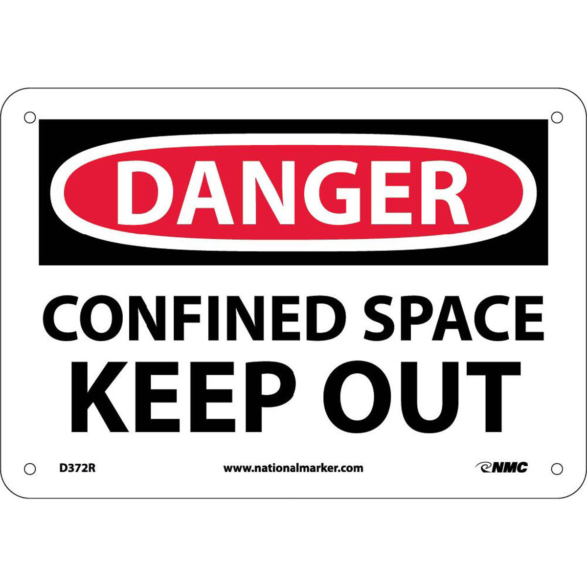 NM 7" X 10" White .05" Rigid Plastic Danger Confined Space Sign "DANGER CONFINED SPACE KEEP OUT"-eSafety Supplies, Inc