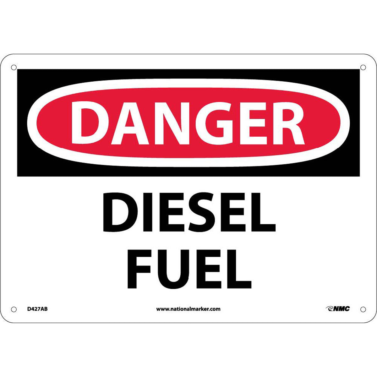 NM 10" X 14" White .04" Aluminum Chemicals And Hazardous Material Sign "DANGER DIESEL FUEL"-eSafety Supplies, Inc