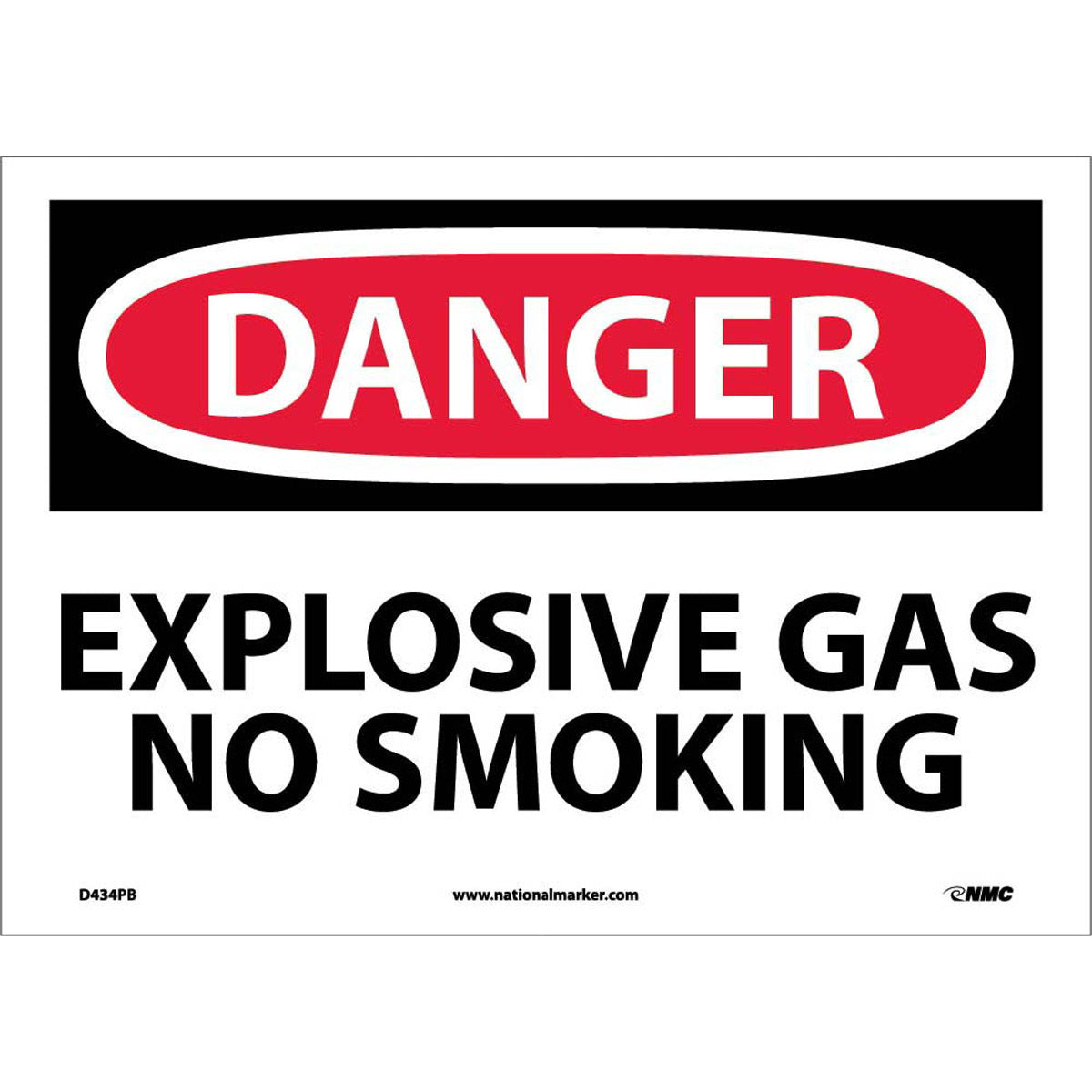 NM 10" X 14" White .0045" Pressure Sensitive Vinyl Smoking Control Sign "DANGER EXPLOSIVE GAS NO SMOKING"-eSafety Supplies, Inc