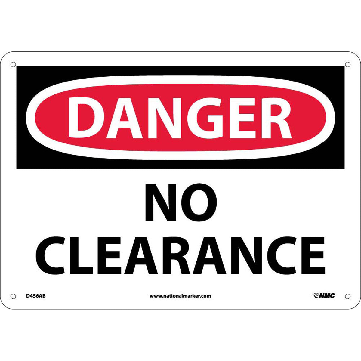 NM 10" X 14" White .04" Aluminum Danger Sign "DANGER NO CLEARANCE"-eSafety Supplies, Inc