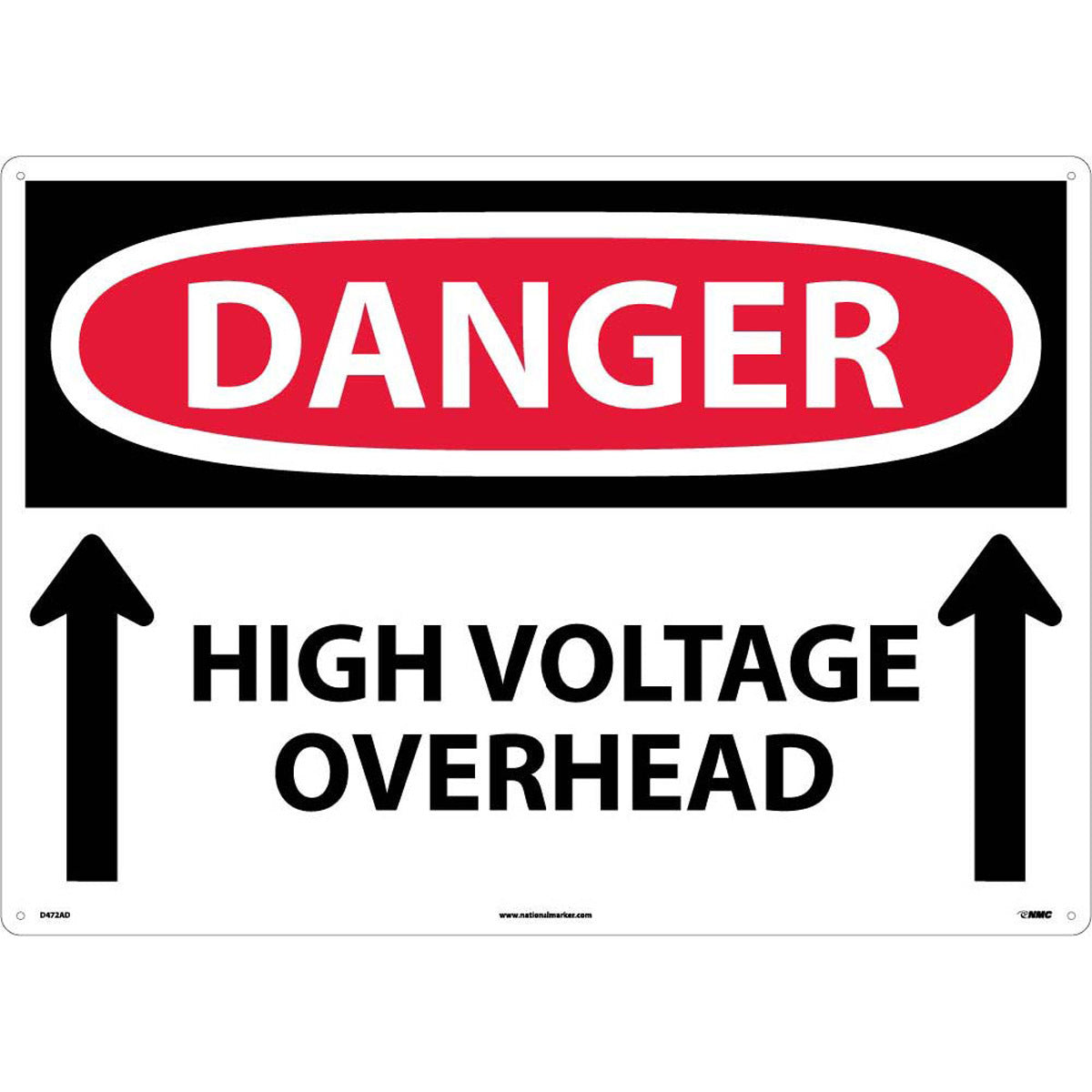 NM 20" X 28" White .04" Aluminum Large Format Electrical Sign "DANGER HIGH VOLTAGE OVERHEAD"-eSafety Supplies, Inc