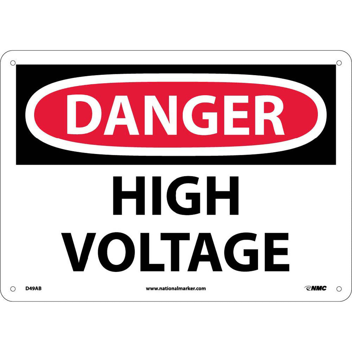 NM 10" X 14" White .04" Aluminum Electrical Sign "DANGER HIGH VOLTAGE"-eSafety Supplies, Inc