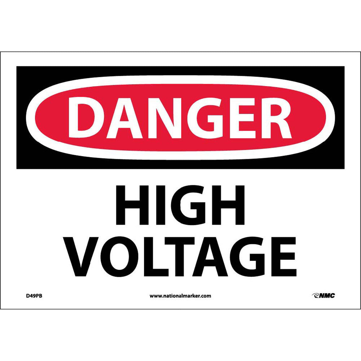 NM 10" X 14" White .0045" Pressure Sensitive Vinyl Electrical Sign "DANGER HIGH VOLTAGE"-eSafety Supplies, Inc