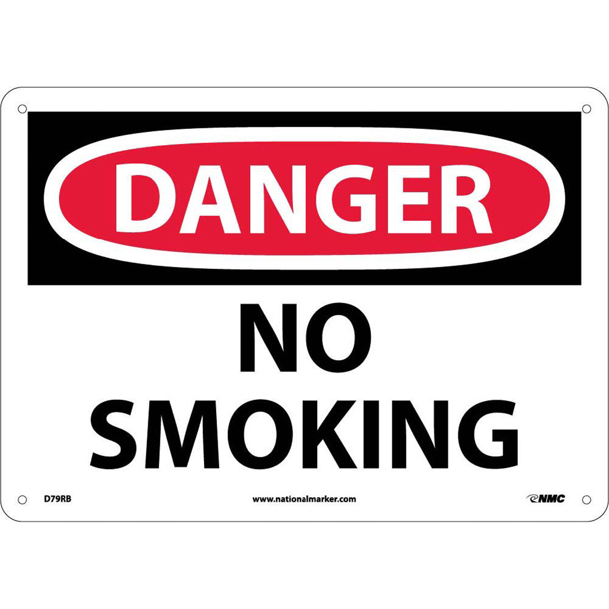 NM 10" X 14" White .05" Rigid Plastic Smoking Control Sign "DANGER NO SMOKING"-eSafety Supplies, Inc