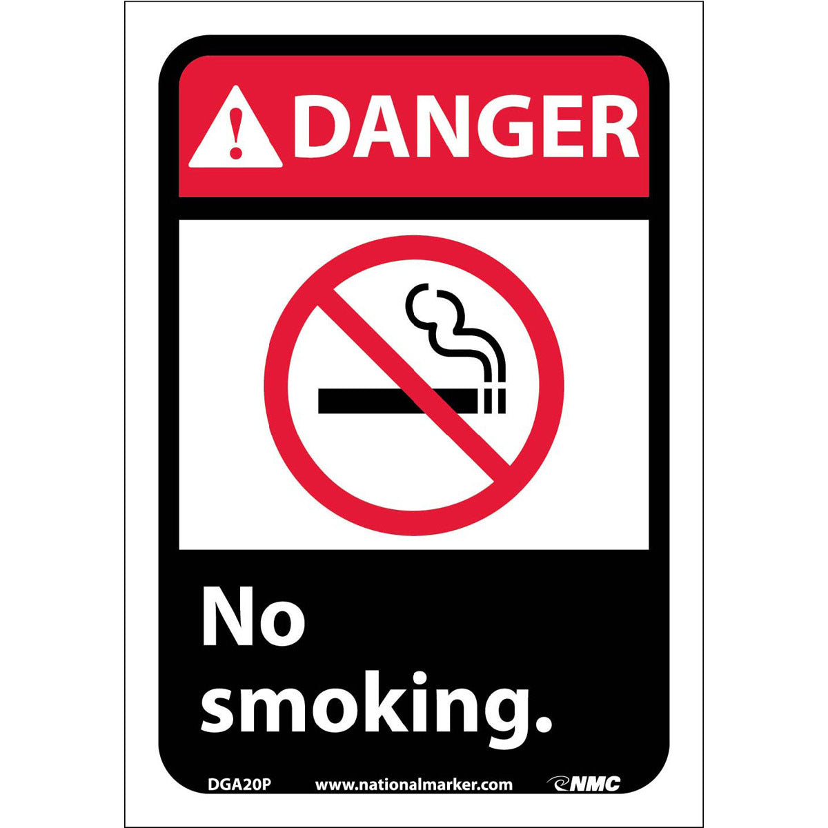 NM 10" X 7" White .0045" Pressure Sensitive Vinyl Smoking Control Sign "DANGER No smoking."-eSafety Supplies, Inc