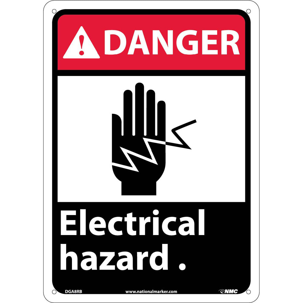 NM 14" X 10" White .05" Rigid Plastic Electrical Sign "DANGER Electrical hazard."-eSafety Supplies, Inc