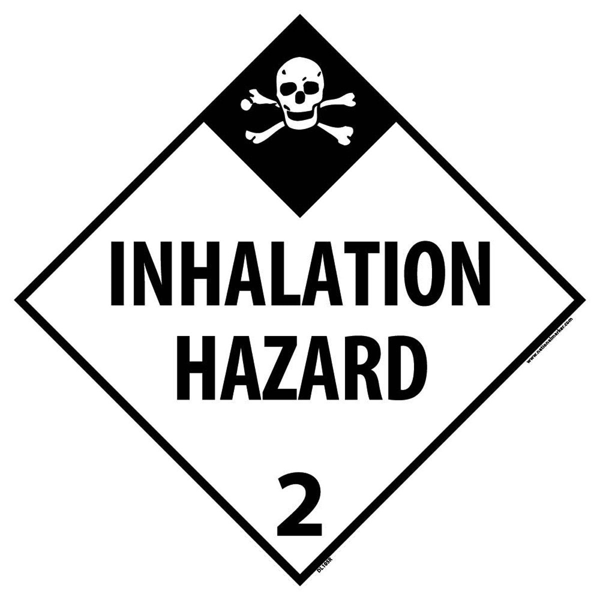 NM 10 3/4" X 10 3/4" White .05" Rigid Plastic DOT Placard "INHALATION HAZARD 2"-eSafety Supplies, Inc