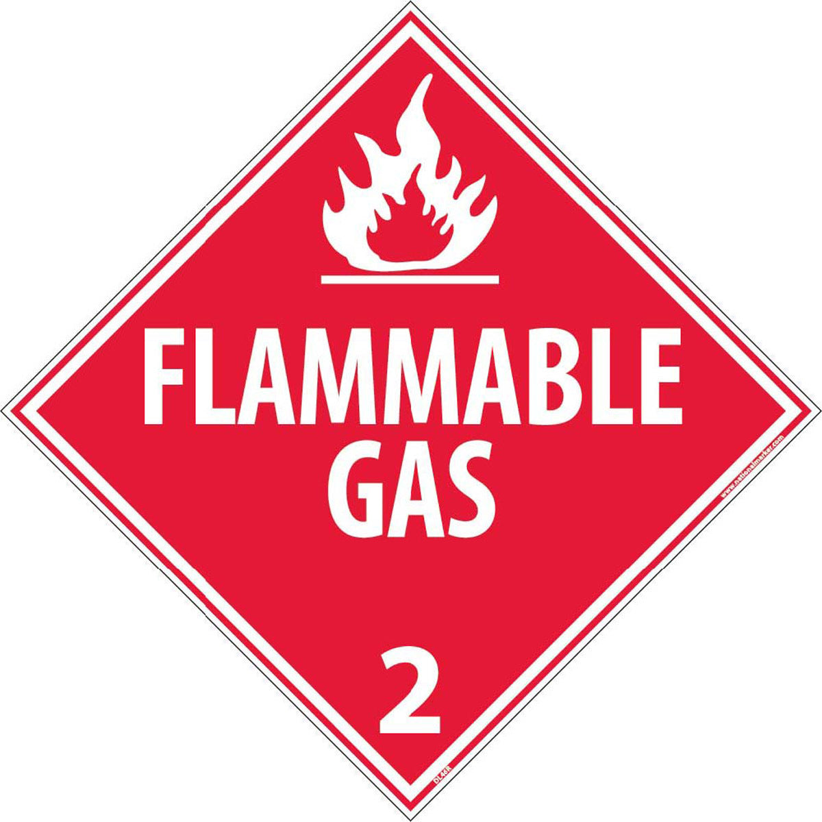 NM 10 3/4" X 10 3/4" White .05" Rigid Plastic DOT Placard "FLAMMABLE GAS 2"-eSafety Supplies, Inc
