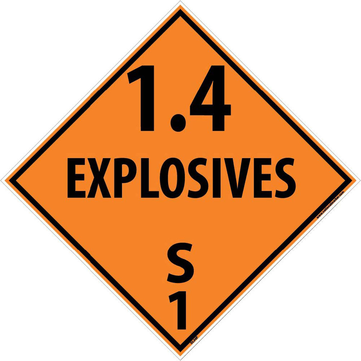 NM 10 3/4" X 10 3/4" Orange .0045" Pressure Sensitive Vinyl DOT Placard "1.4 EXPLOSIVES S 1"-eSafety Supplies, Inc