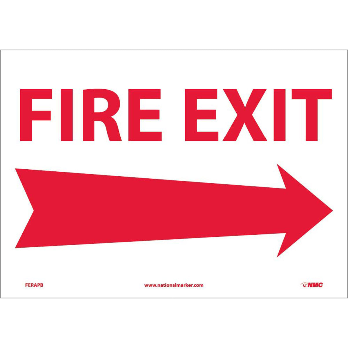 NM 10" X 14" White .0045" Pressure Sensitive Vinyl Fire Safety Sign "FIRE EXIT" With Right Arrow-eSafety Supplies, Inc
