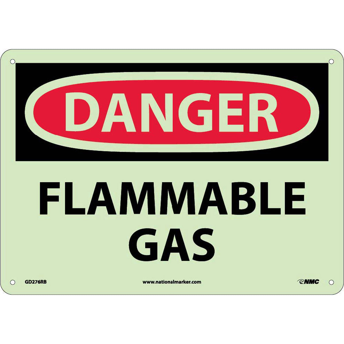 NM 10" X 14" White .05" Rigid Plastic Chemicals And Hazardous Material Sign "DANGER FLAMMABLE GAS"-eSafety Supplies, Inc