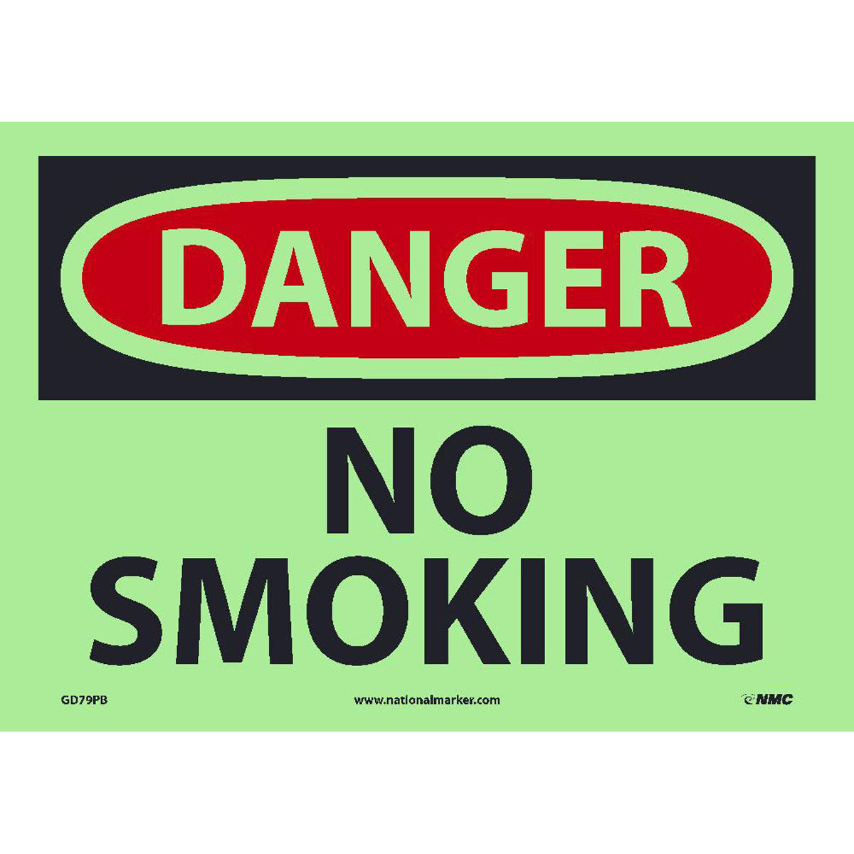 NM 10" X 14" Phosphorescent .0045" Polyester Smoking Control Sign "DANGER NO SMOKING"-eSafety Supplies, Inc