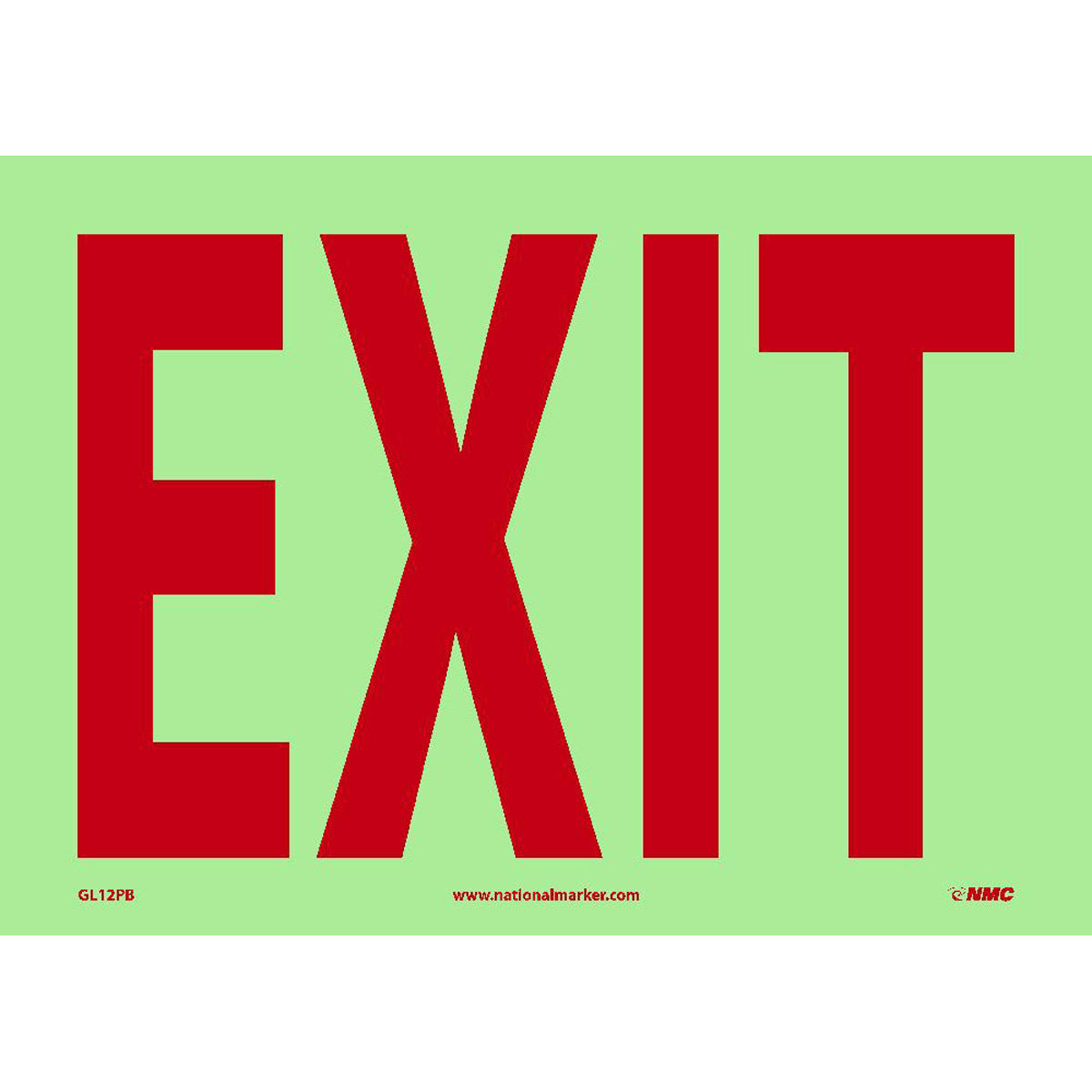 NM 10" X 14" Phosphorescent .0045" Polyester Exit Sign "EXIT"-eSafety Supplies, Inc