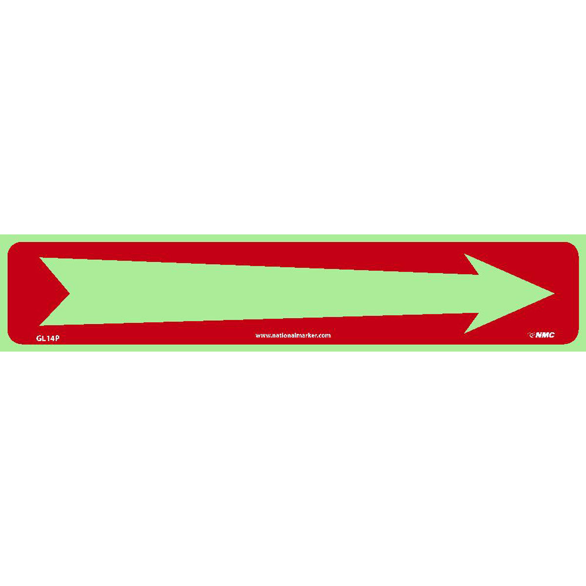 NM 2" X 10" Phosphorescent .0045" Polyester Arrow Safety Sign-eSafety Supplies, Inc