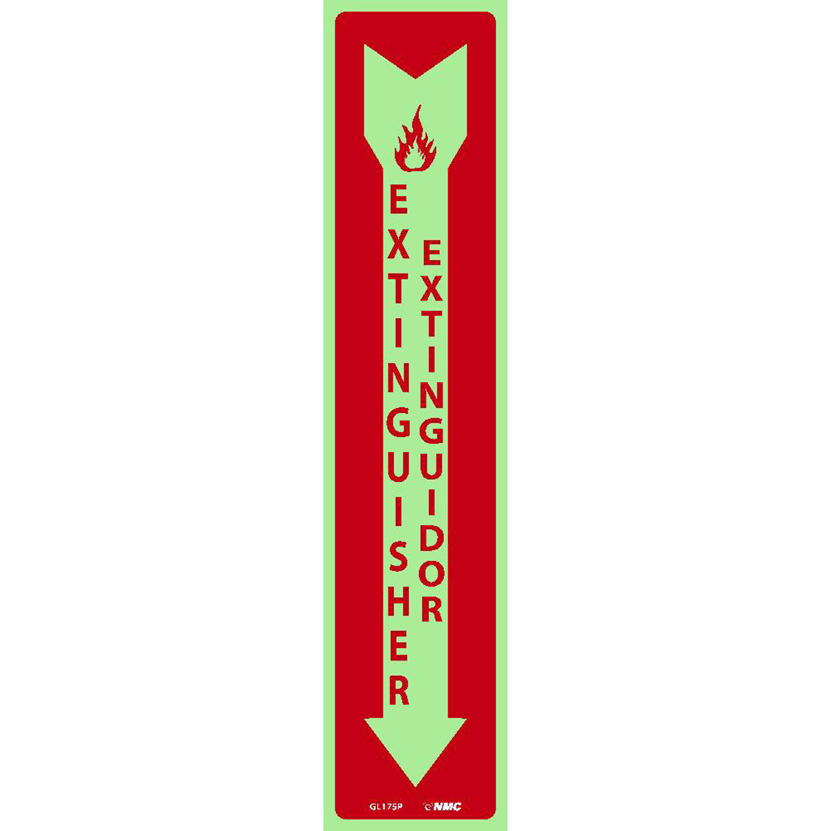 NM 18" X 4" Phosphorescent .0045" Polyester Spanish/English Bilingual Sign "EXTINGUISHER EXTIGUIDOR"-eSafety Supplies, Inc