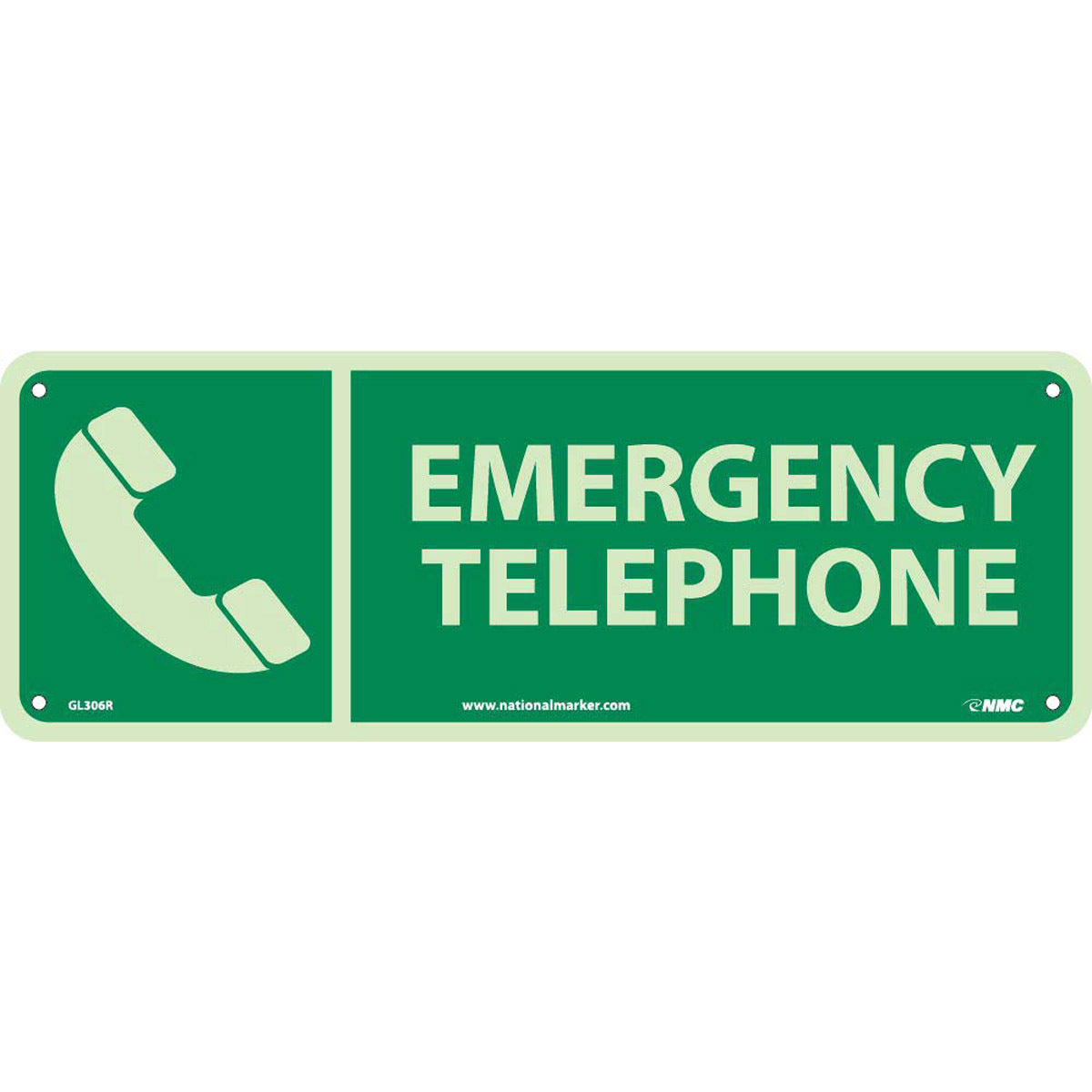 NM 5" X 14" White .05" Rigid Plastic Emergency Safety Sign "EMERGENCY TELEPHONE"-eSafety Supplies, Inc