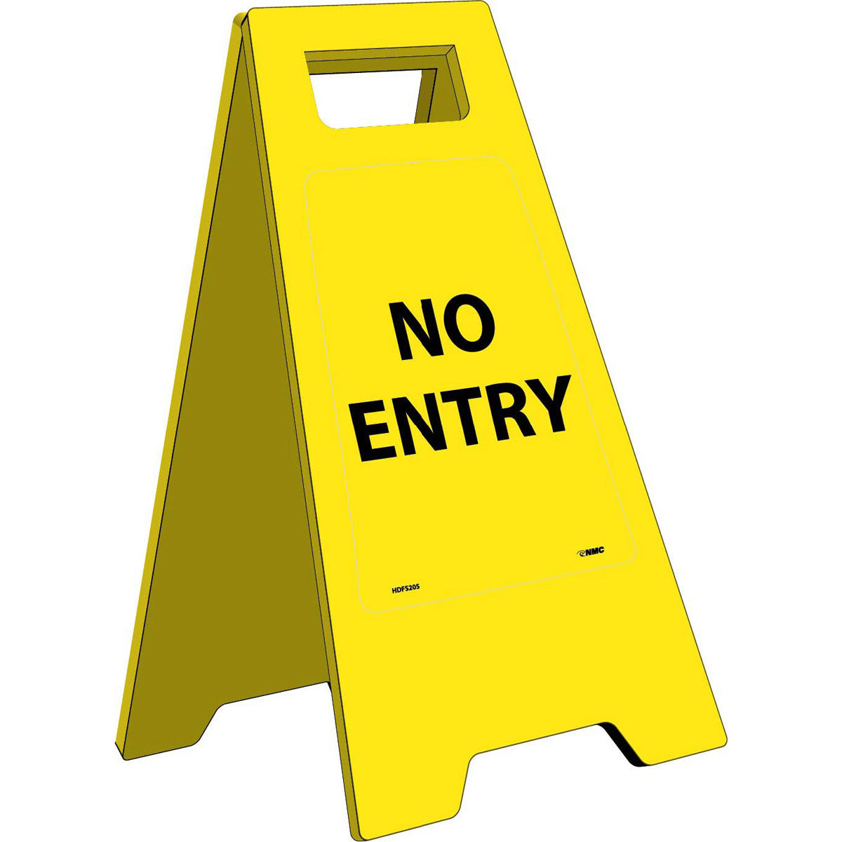 NM 24 5/8" X 10 3/4" Yellow Plastic Double Sided Floor Safety Sign "NO ENTRY"-eSafety Supplies, Inc