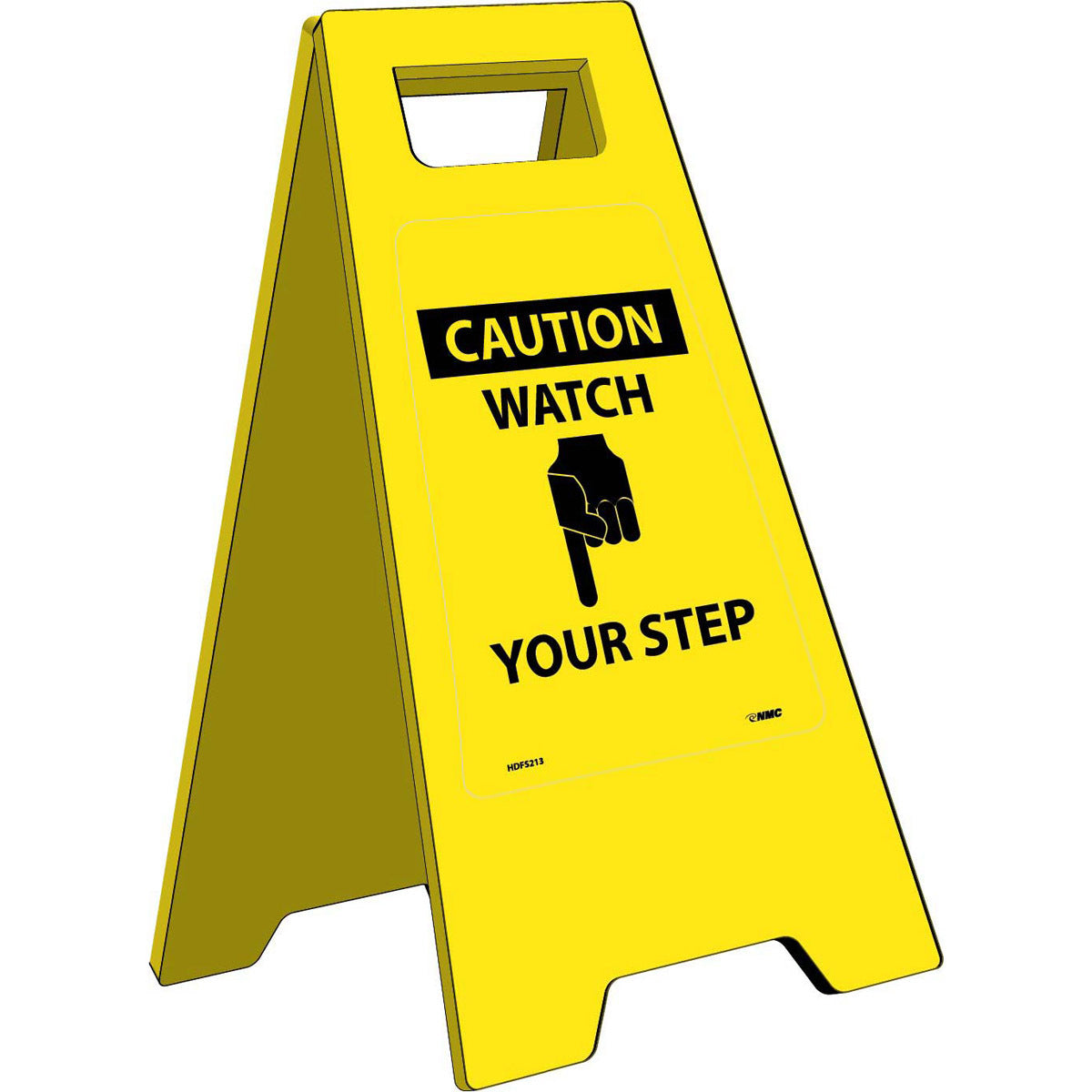 NM 24 5/8" X 10 3/4" Yellow Plastic Double Sided Floor Safety Sign "CAUTION WATCH YOUR STEP"-eSafety Supplies, Inc