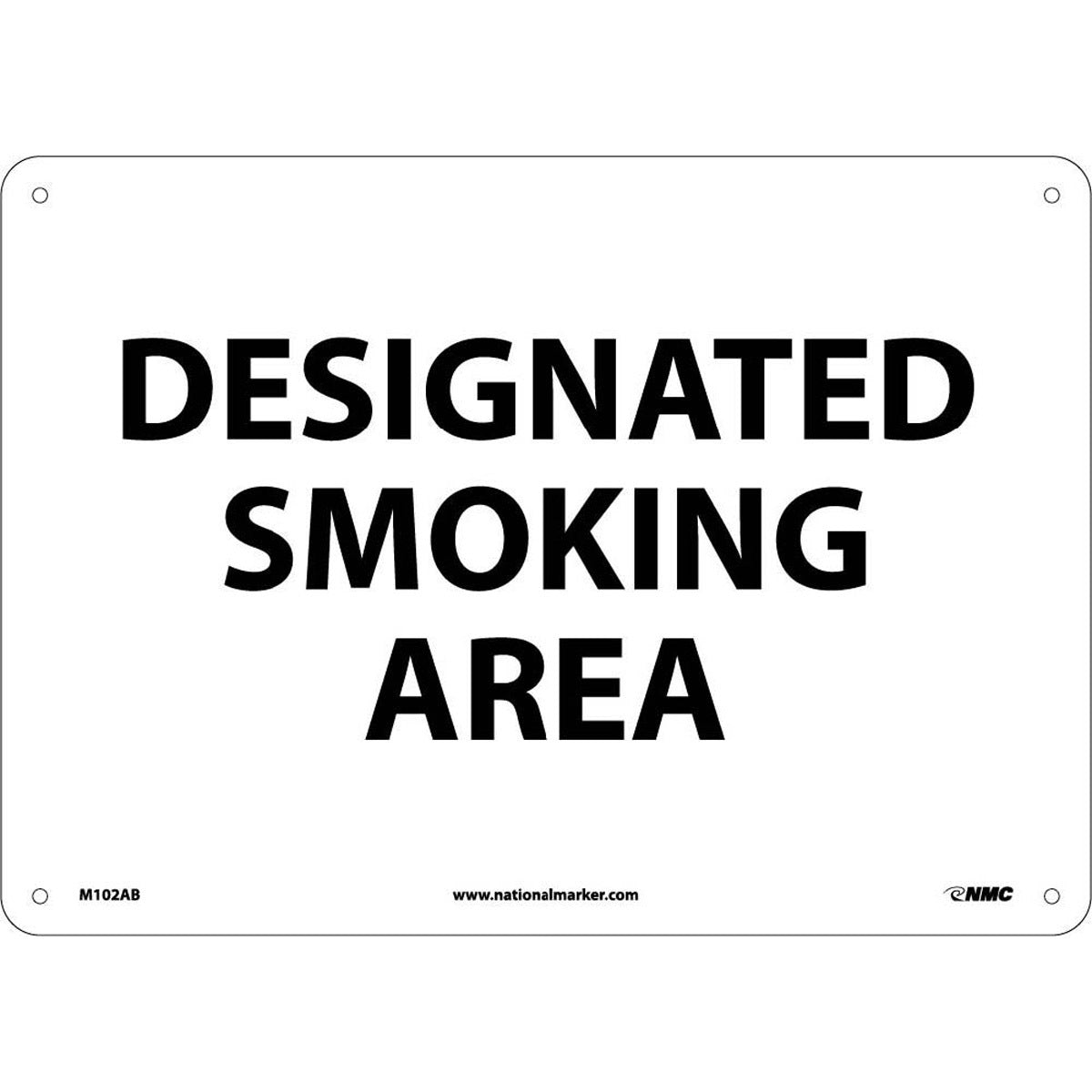 NM 10" X 14" White .04" Aluminum Smoking Control Sign "DESIGNATED SMOKING AREA"-eSafety Supplies, Inc
