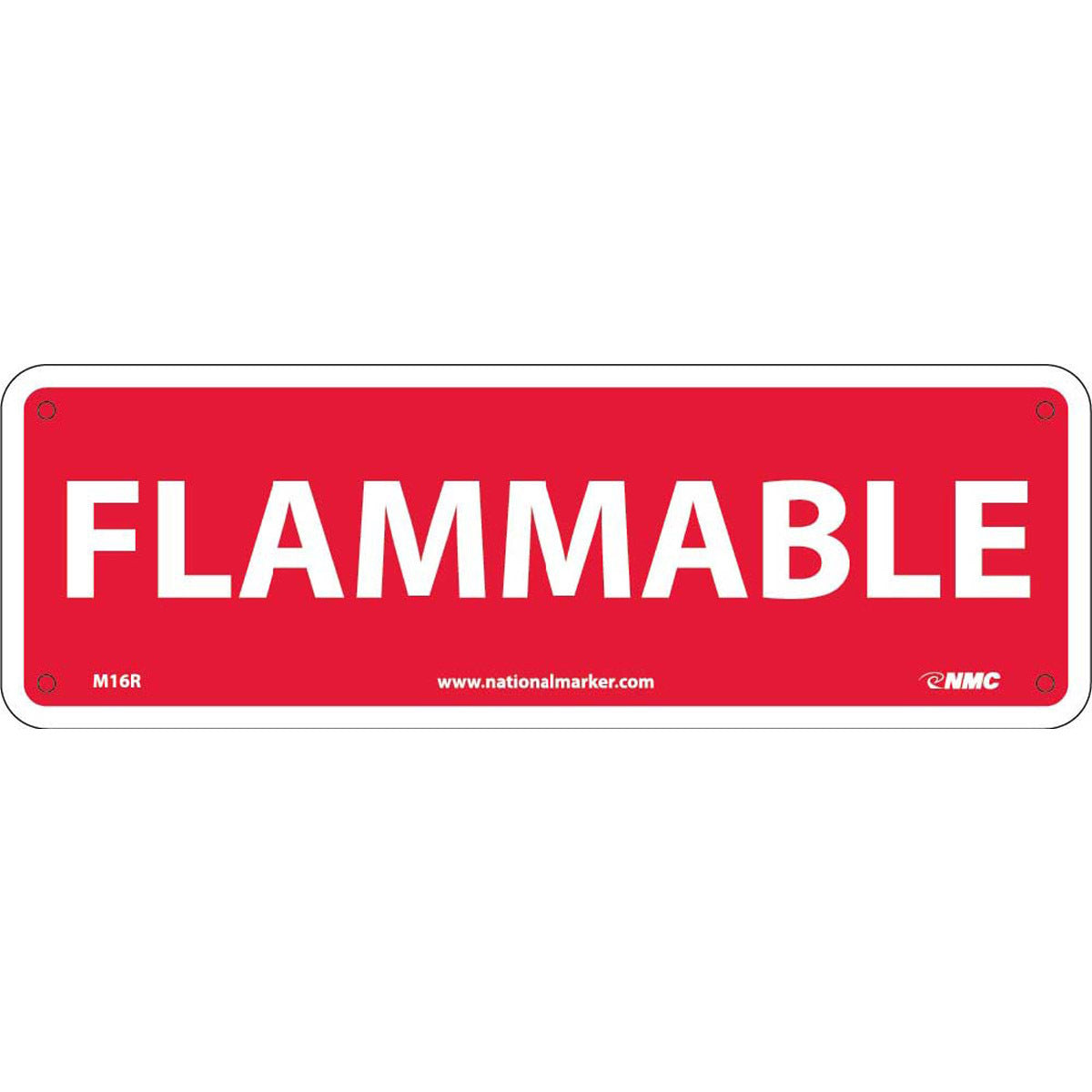 NM 4" X 12" White .05" Rigid Plastic Safety Sign "FLAMMABLE"-eSafety Supplies, Inc