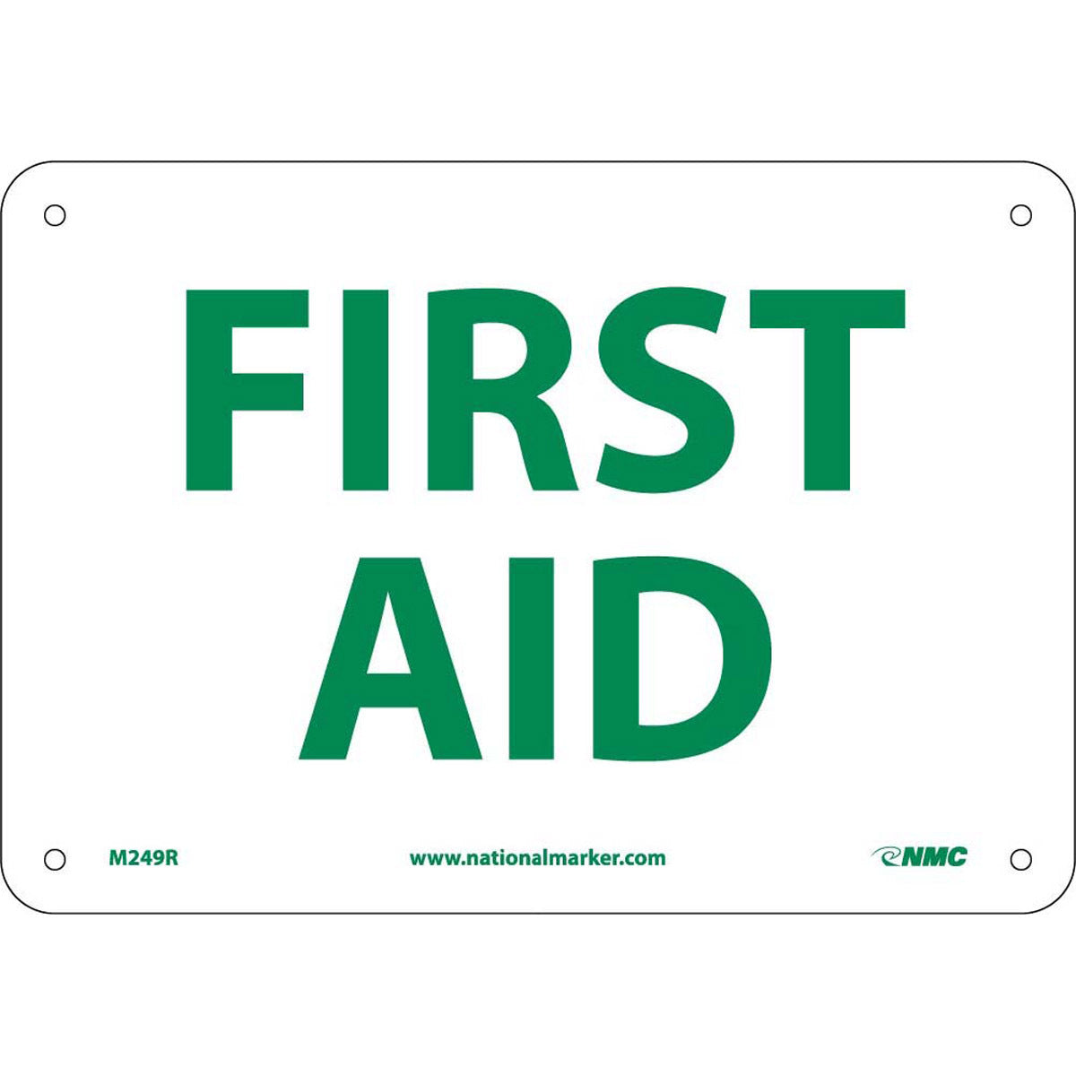 NM 7" X 10" White .05" Rigid Plastic First Aid Sign "FIRST AID"-eSafety Supplies, Inc