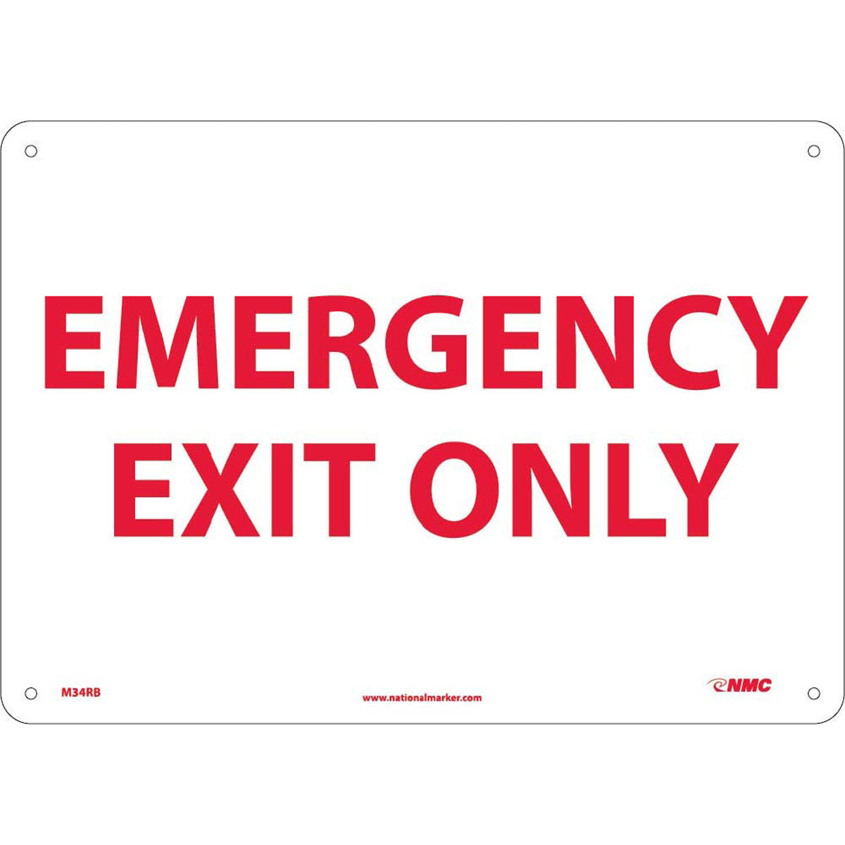 NM 10" X 14" White .05" Rigid Plastic Exit Sign "EMERGENCY EXIT ONLY"-eSafety Supplies, Inc