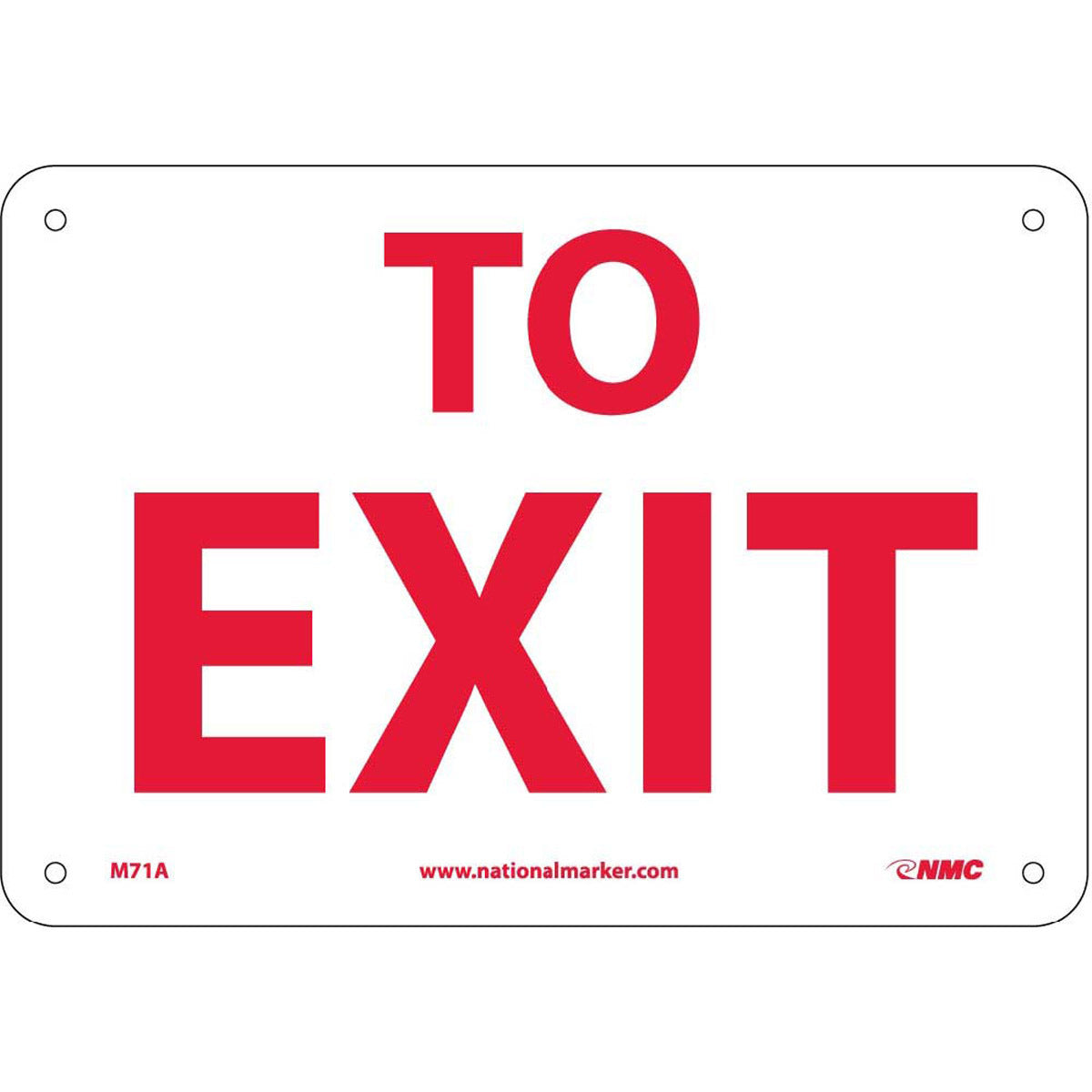NM 7" X 10" White .04" Aluminum Exit Sign "TO EXIT"-eSafety Supplies, Inc