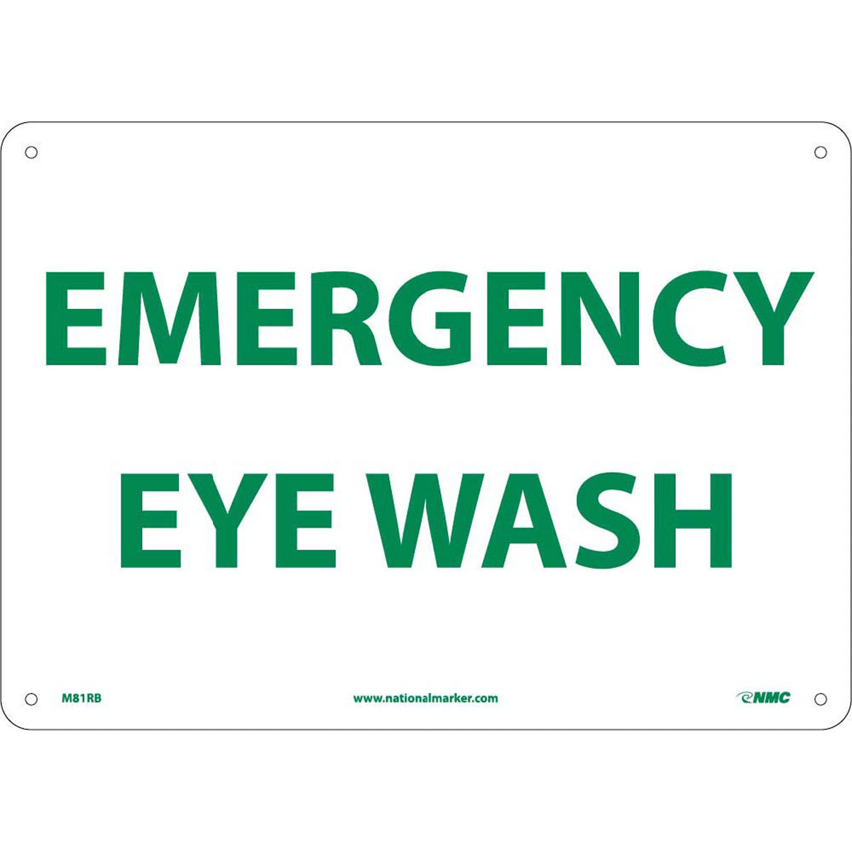 NM 10" X 14" White .05" Rigid Plastic Eye Wash Sign "EMERGENCY EYE WASH"-eSafety Supplies, Inc