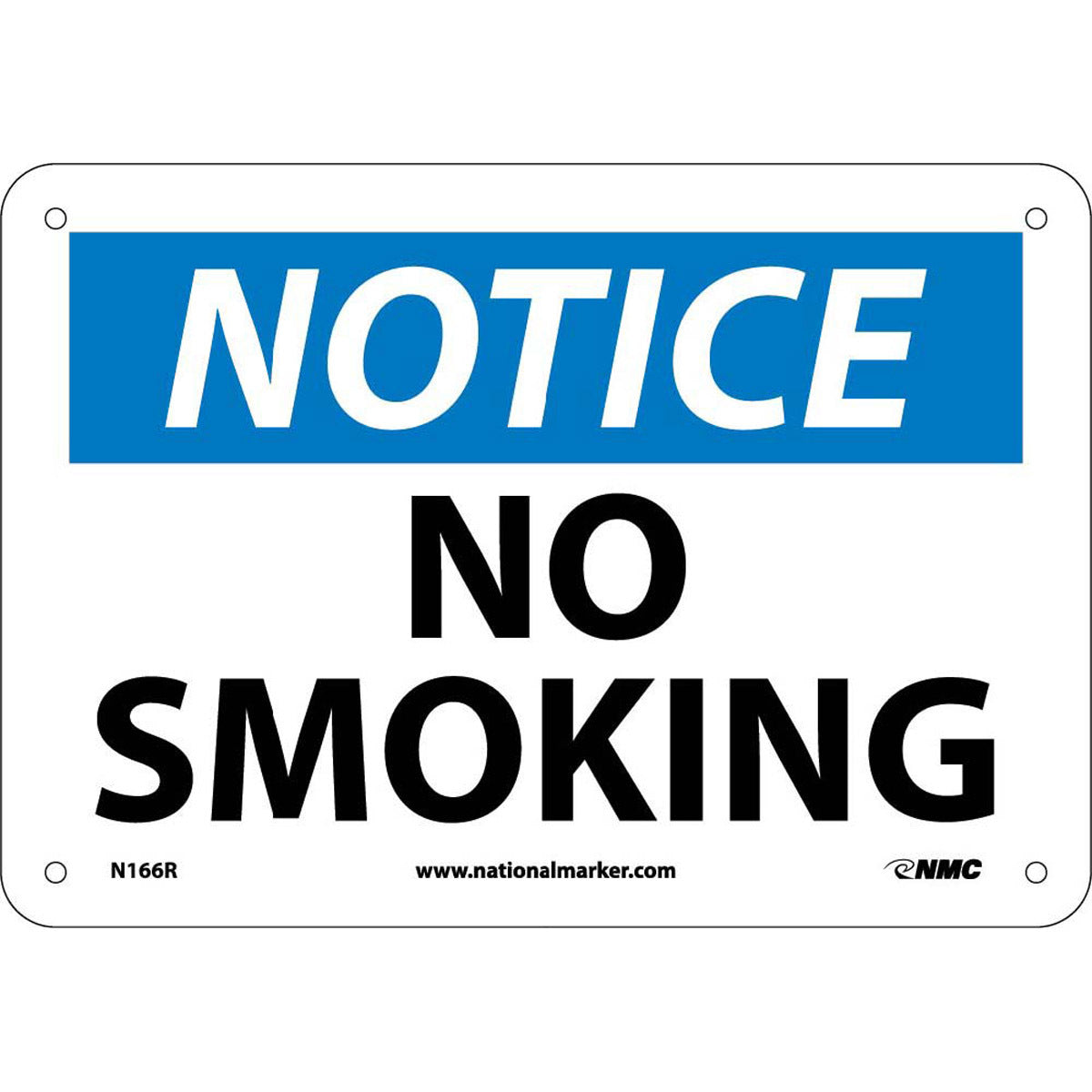 NM 7" X 10" White .05" Rigid Plastic Smoking Control Sign "NOTICE NO SMOKING"-eSafety Supplies, Inc