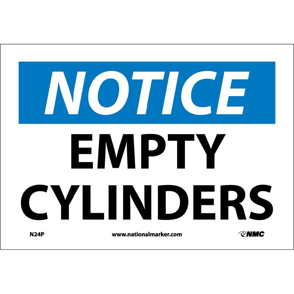 NM 7" X 10" White .0045" Pressure Sensitive Vinyl Cylinder Sign "NOTICE EMPTY CYLINDERS"-eSafety Supplies, Inc