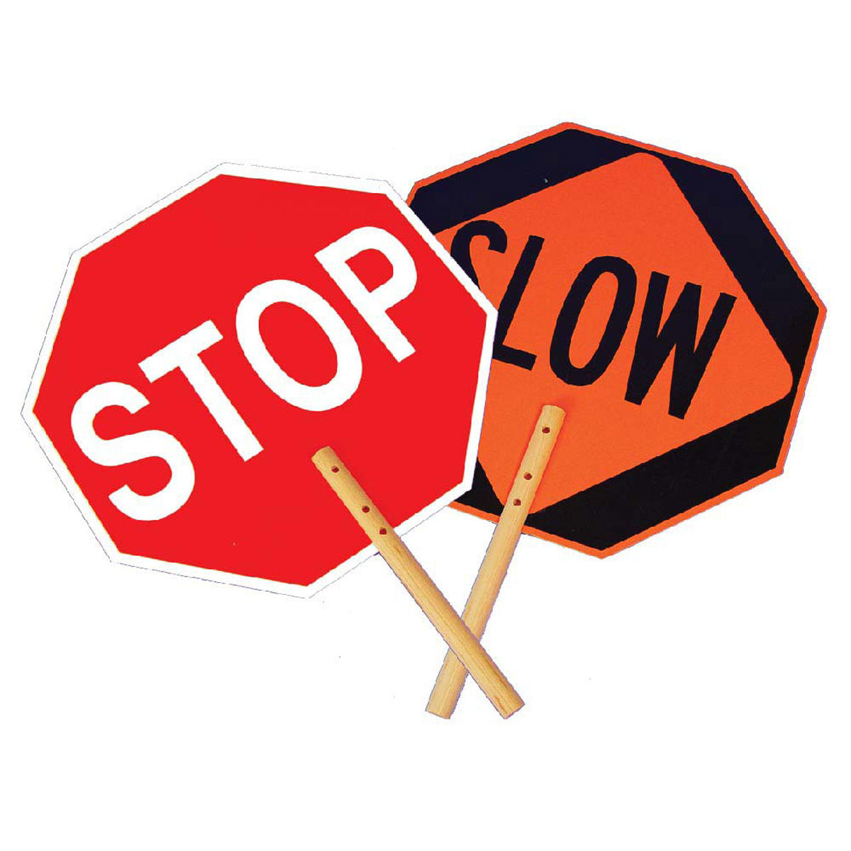 NM 18" X 18" White .04" Aluminum Safe-T-Paddle Traffic Sign "STOP/SLOW"-eSafety Supplies, Inc