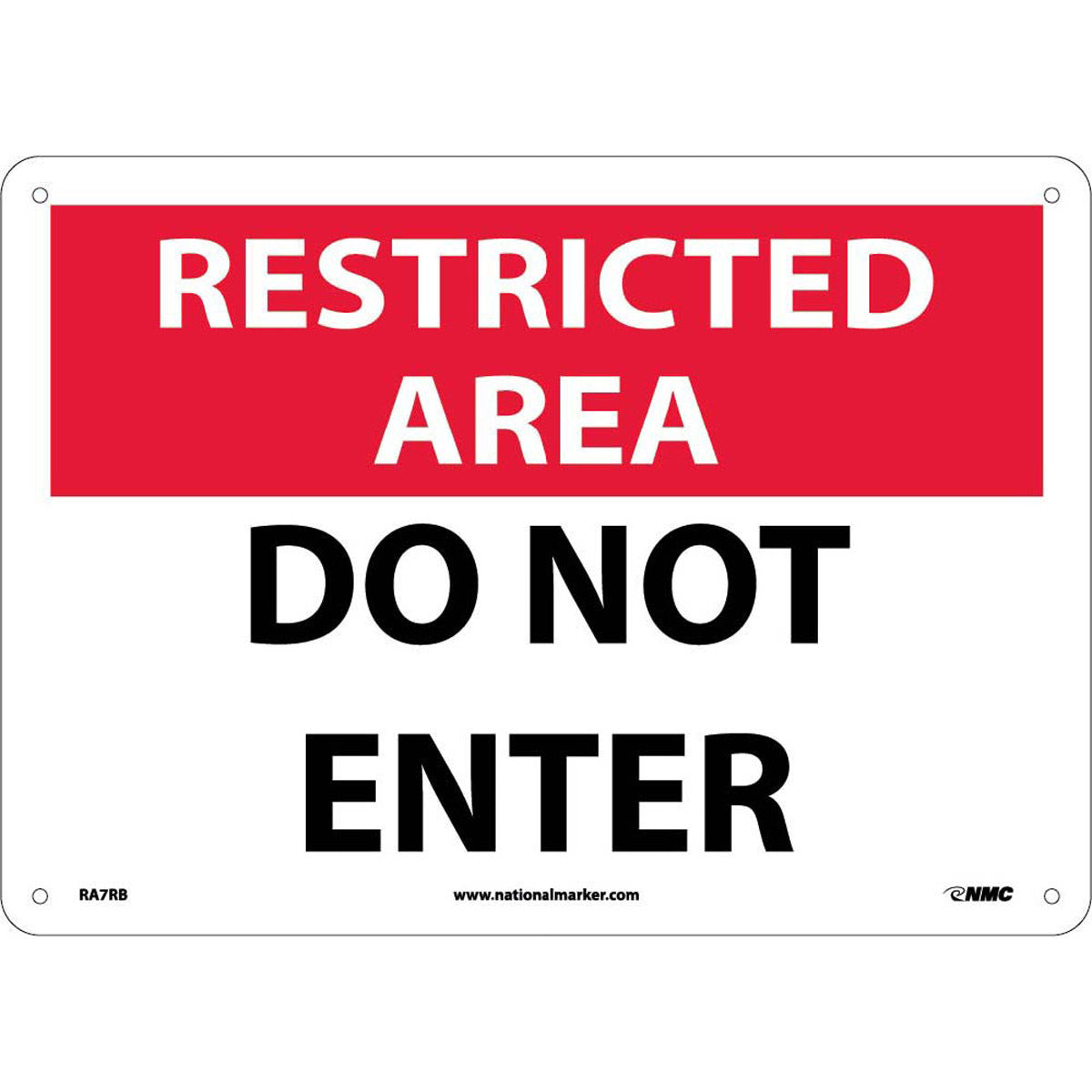 NM 10" X 14" White .05" Rigid Plastic Security Sign "RESTRICTED AREA DO NOT ENTER"-eSafety Supplies, Inc