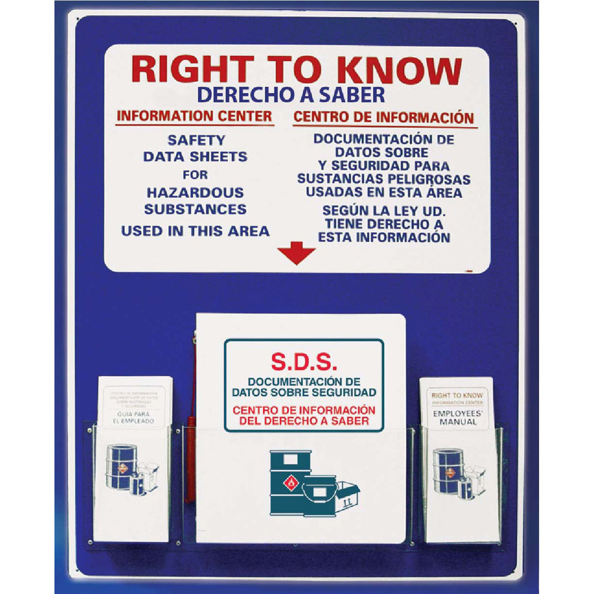 NM 30" X 24" White Acrylic Spanish/English Bilingual Right To Know Center "RIGHT TO KNOW INFORMATION CENTER SAFETY DATA SHEETS FOR HAZARDOUS SUBSTANCES USED IN THIS AREA CENTRO DE INFORMACION DOCUMENTACION DE DATOS SOBRE SEGURIDAD PARA SUSTANCIAS…"-eSafety Supplies, Inc