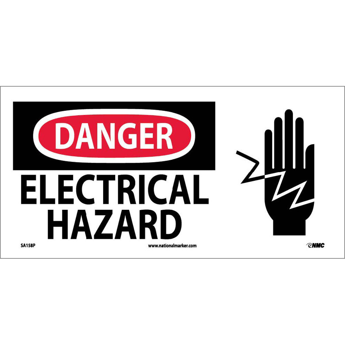 NM 7" X 17" White .0045" Pressure Sensitive Vinyl Electrical Sign "DANGER ELECTRICAL HAZARD"-eSafety Supplies, Inc